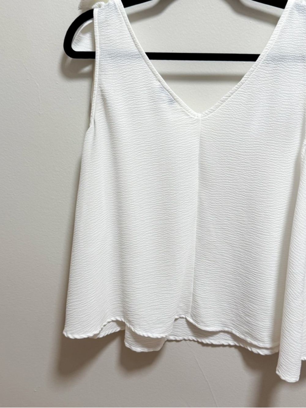 White bow tie strap muslin cotton gauze flowy cottagecore boho tank top NWT L - Picture 9 of 10